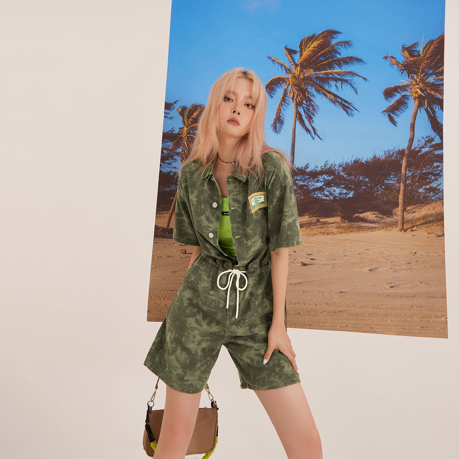 CHUU Cameo Short-Sleeved Shorts Jumpsuit