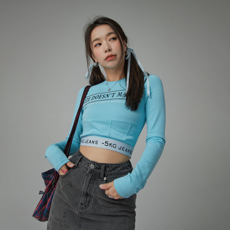 CHUU Size Doesnt Matter Slim Cropped T-Shirt