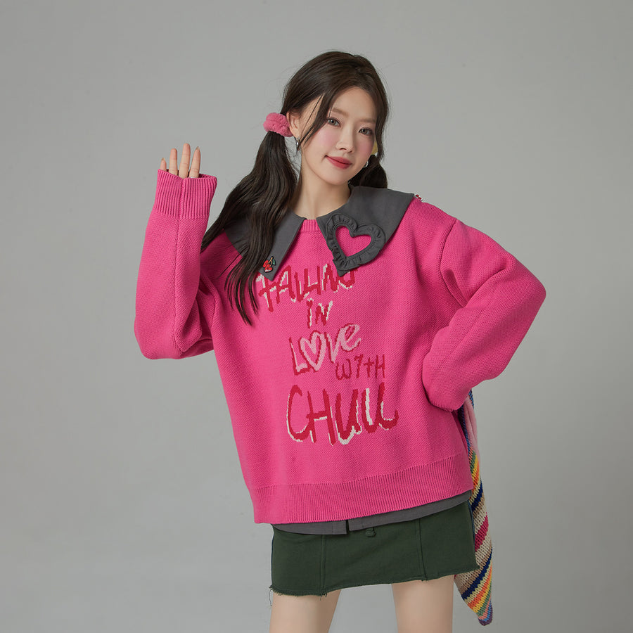 CHUU You And I Loose Fit Long Sleeve Knit Sweater