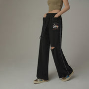 String Wide Slit Pants