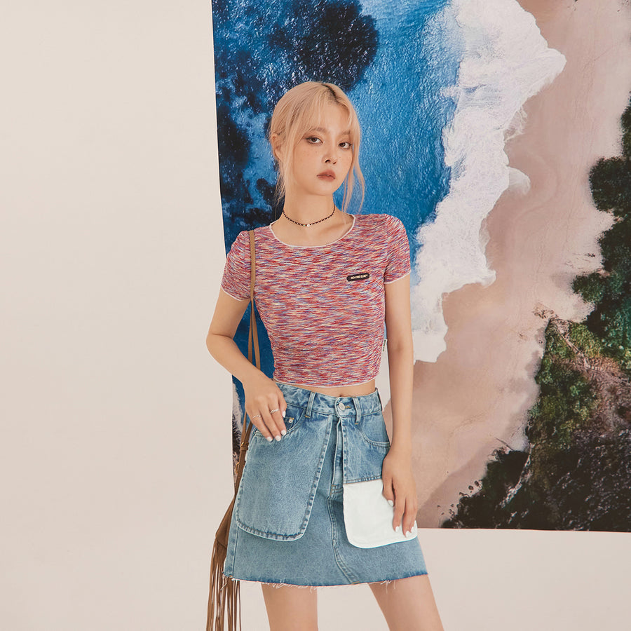 CHUU Sunset Rainbow Crop Top