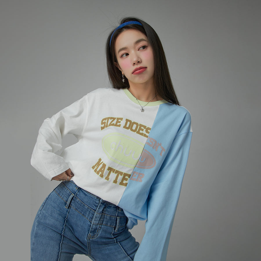 CHUU Size Doesnt Matter Two-Toned Loose Fit T-Shirt