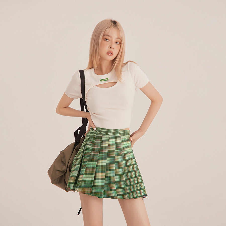 CHUU Front Cutout Ribbed Top