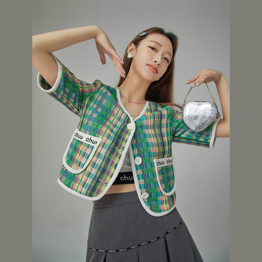 CHUU Rainbow Checked Tweed Jacket