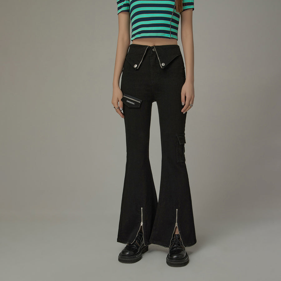 CHUU Zipper Slits Bootcut Pants