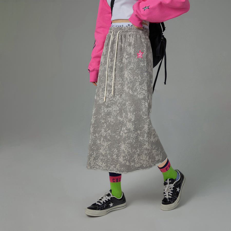 CHUU With A Smile Printed Knit Long Skirt