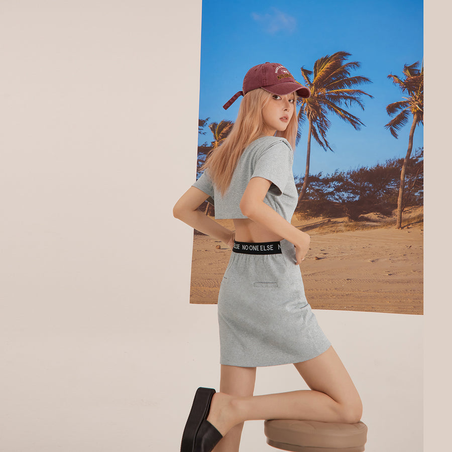 CHUU Open-Back Cutout Mini Dress