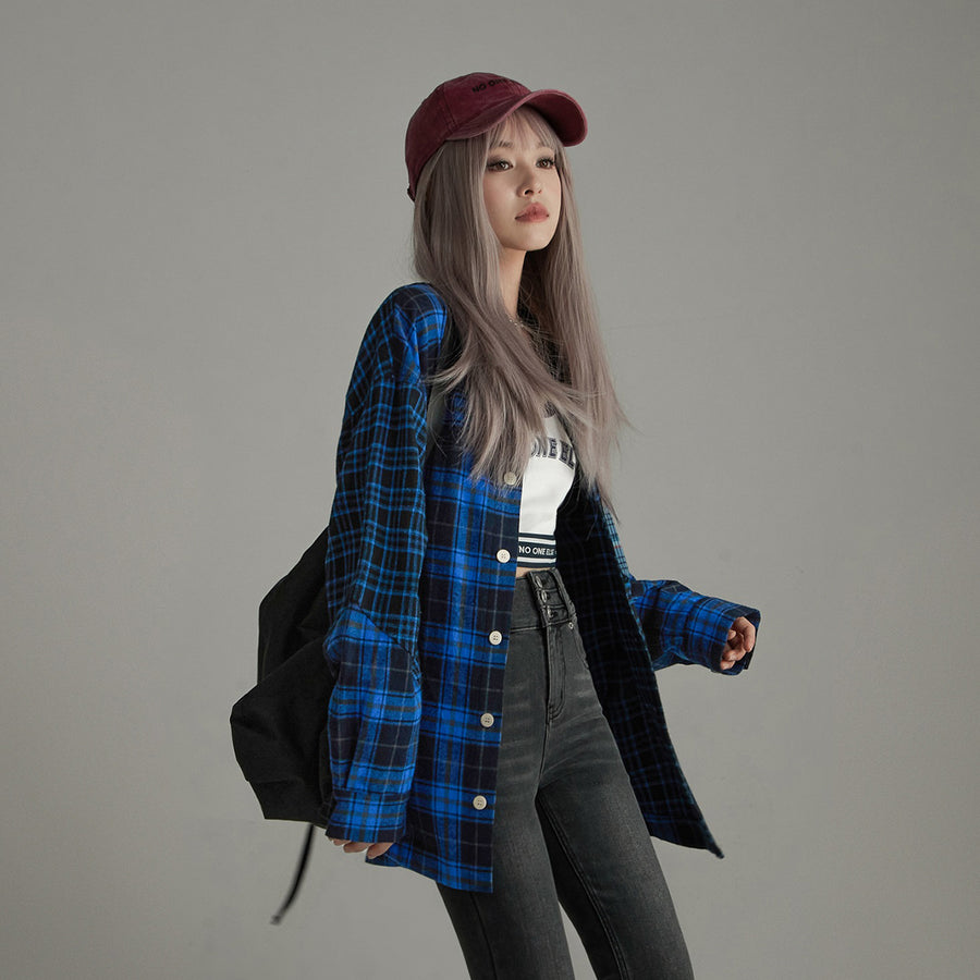 CHUU Vintage Check Loose Fit Shirt