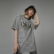 Size Doesnt Matter Striped Loose Fit T-Shirt