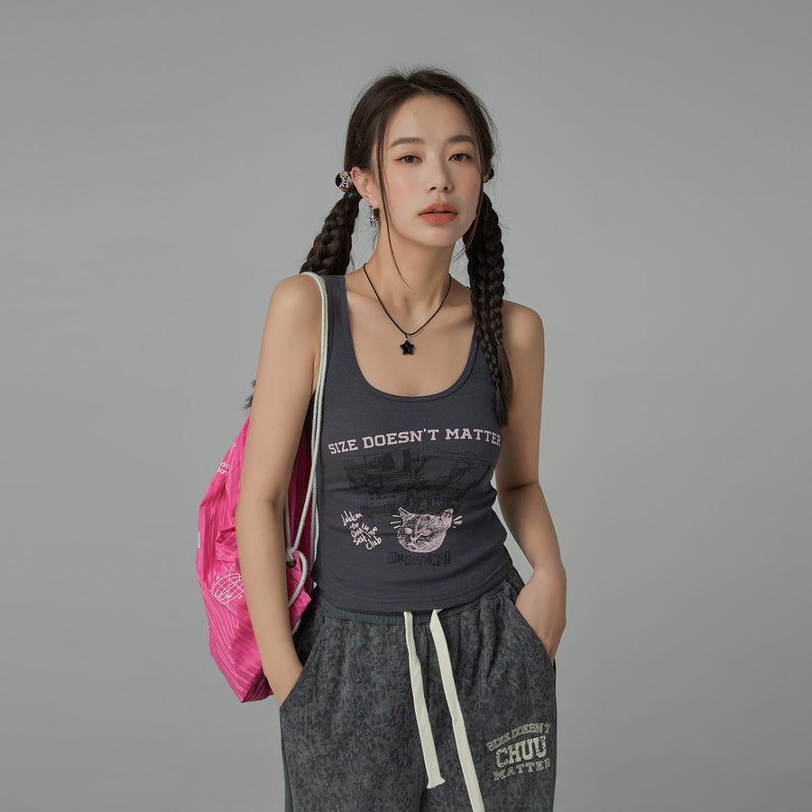 CHUU Size Doesnt Matter U-Neck Crop Sleeveless Tank Top