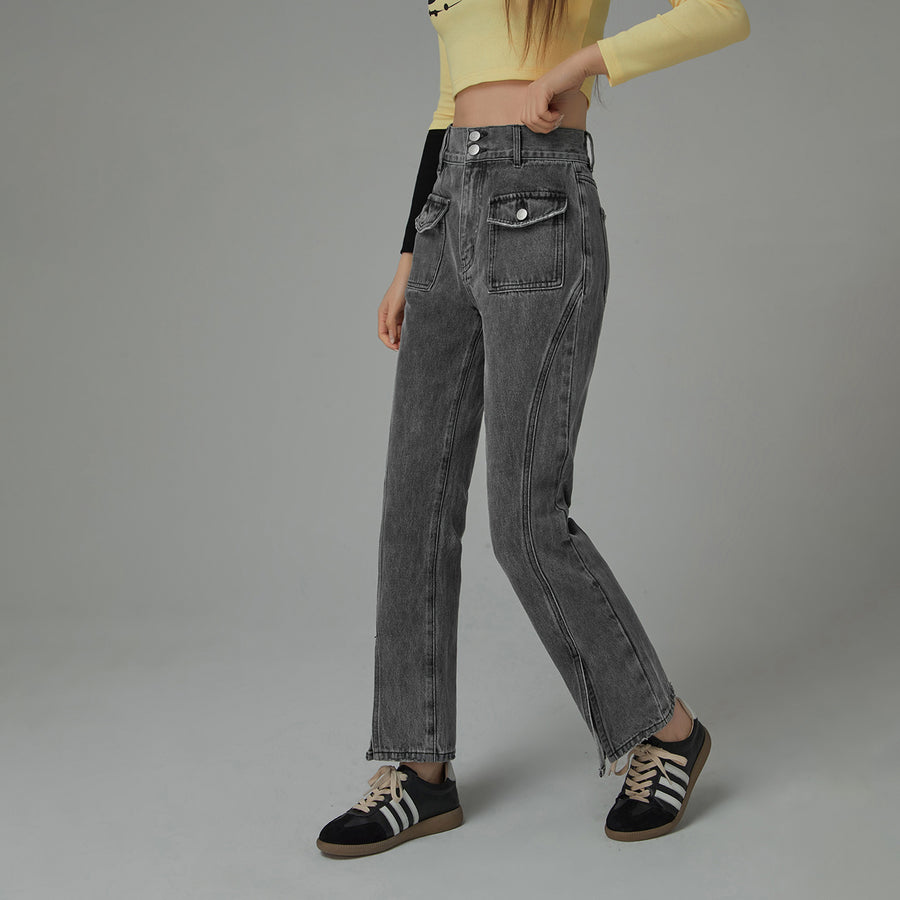 CHUU Slit Bootcut Denim Jeans