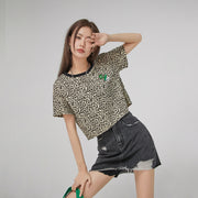 Leo Print Overfit Crop T-Shirt