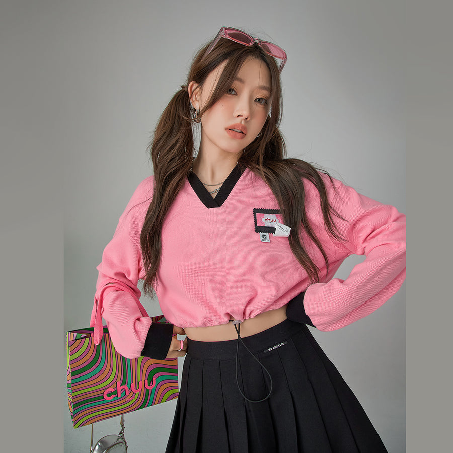 CHUU V-Neck Drawstring Sweatshirt