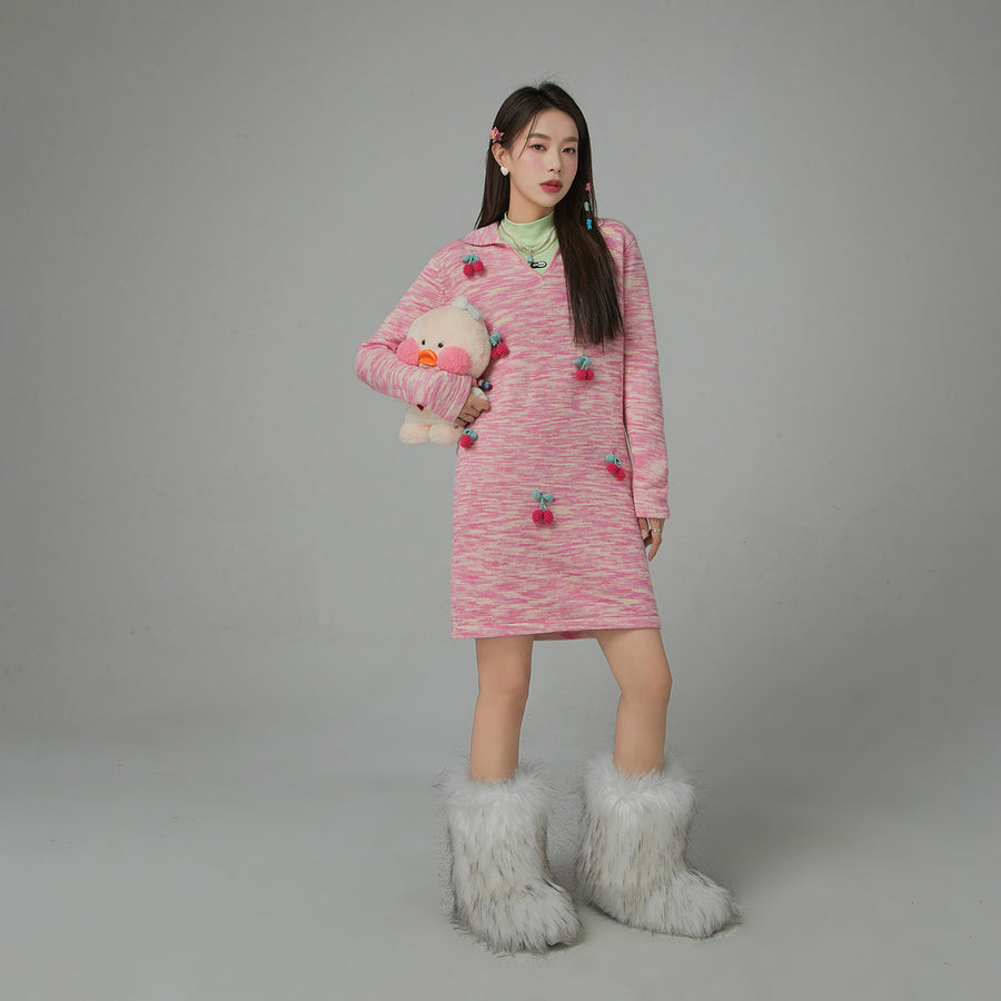 CHUU Cuddle Approved Cherry Knit Loose Fit Dress