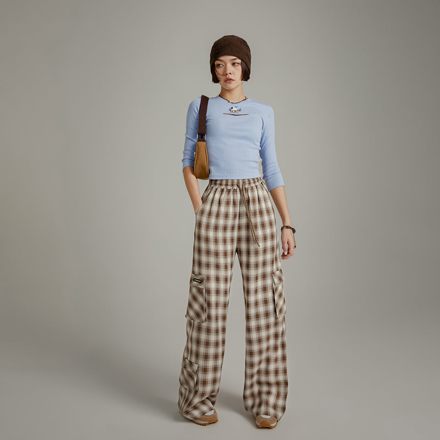 CHUU Check Pocket Wide Pants