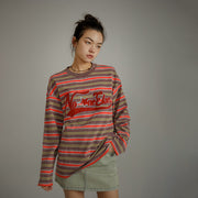 Star Logo Striped Long-Sleeved Sweatshirt