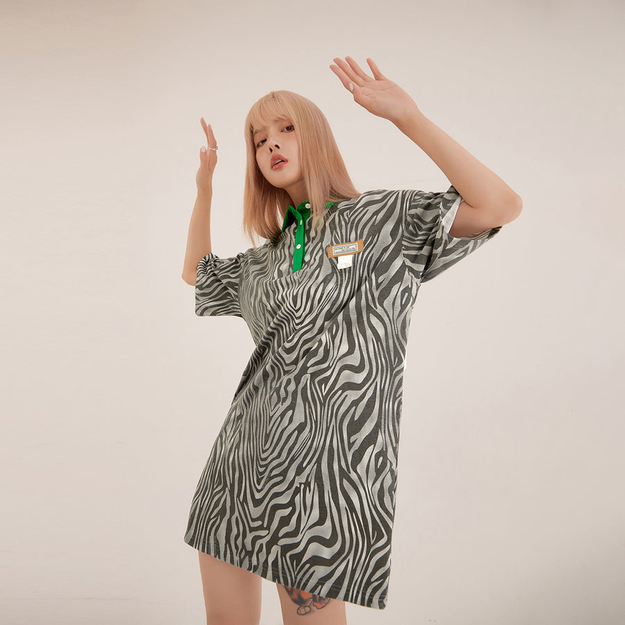 CHUU Zebra Loosefit T-Shirt Dress