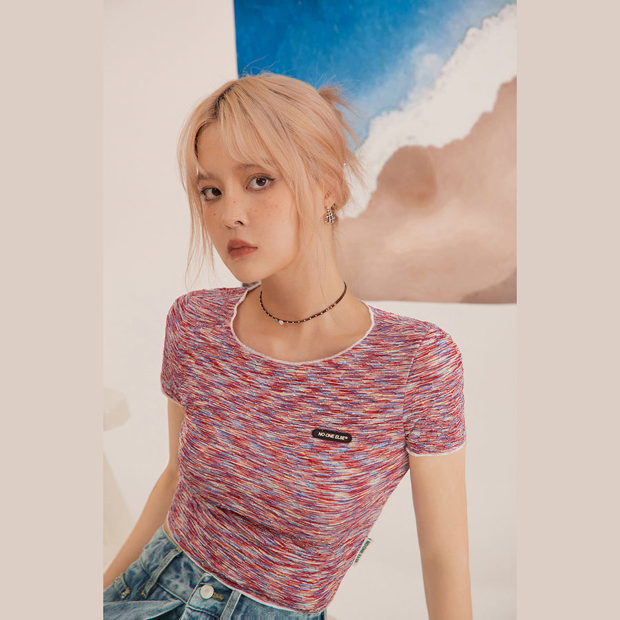 CHUU Sunset Rainbow Crop Top