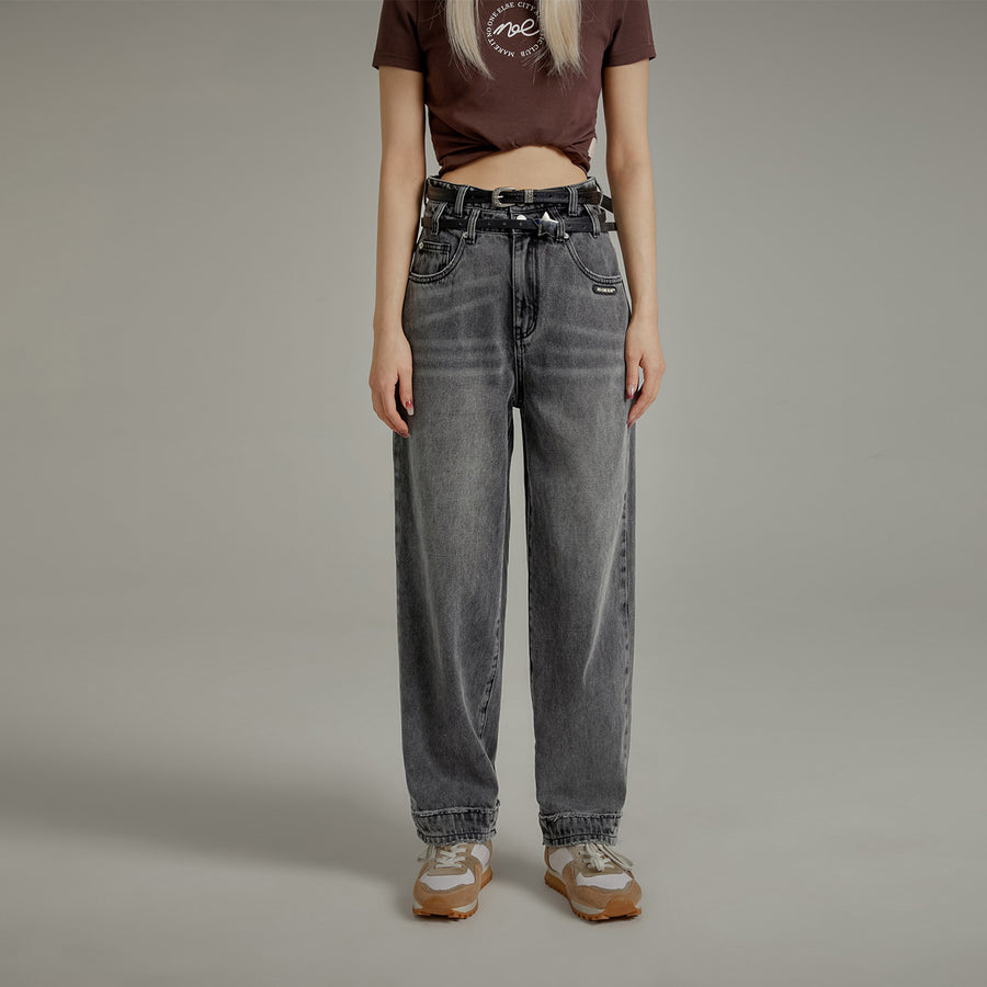 CHUU Two Layer Belt Loops Wide Denim Jeans