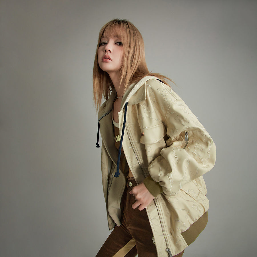 CHUU Noe Subtle Stitching Leather Jacket