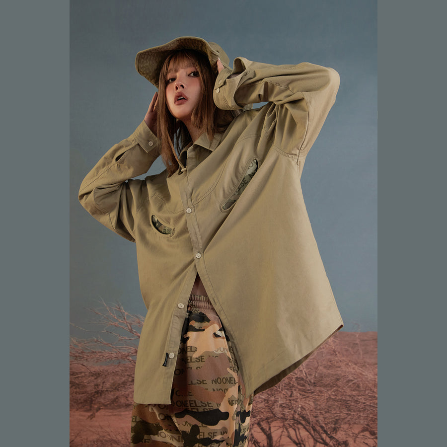 CHUU Loose Vintage Camouflage Pocket Jacket