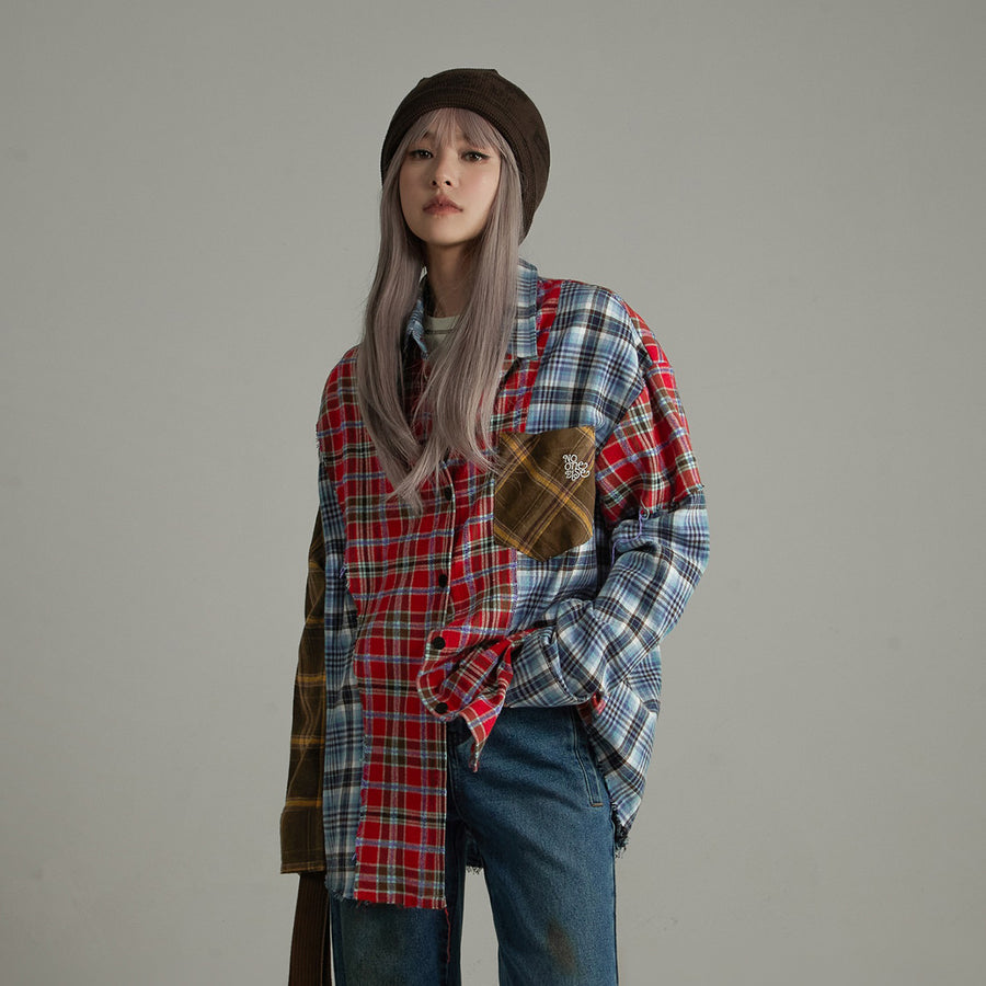 CHUU Color Matching Check Loose Fit Shirt