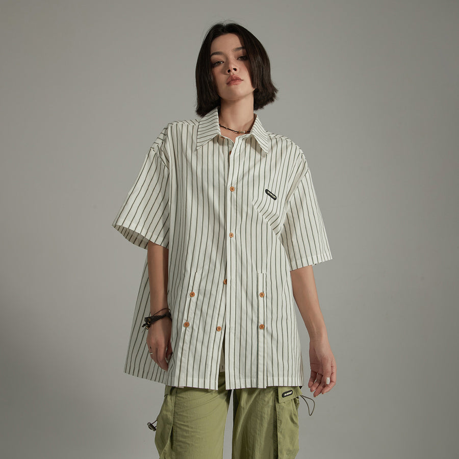 CHUU Striped Loose-Fit Button Up Shirt