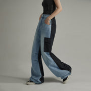 Color Outline Wide Denim Pants