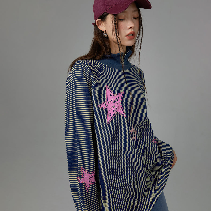 CHUU Morning Motivation Star Stripe T-Shirt