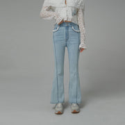 Lace Pockets Bootcut Jeans