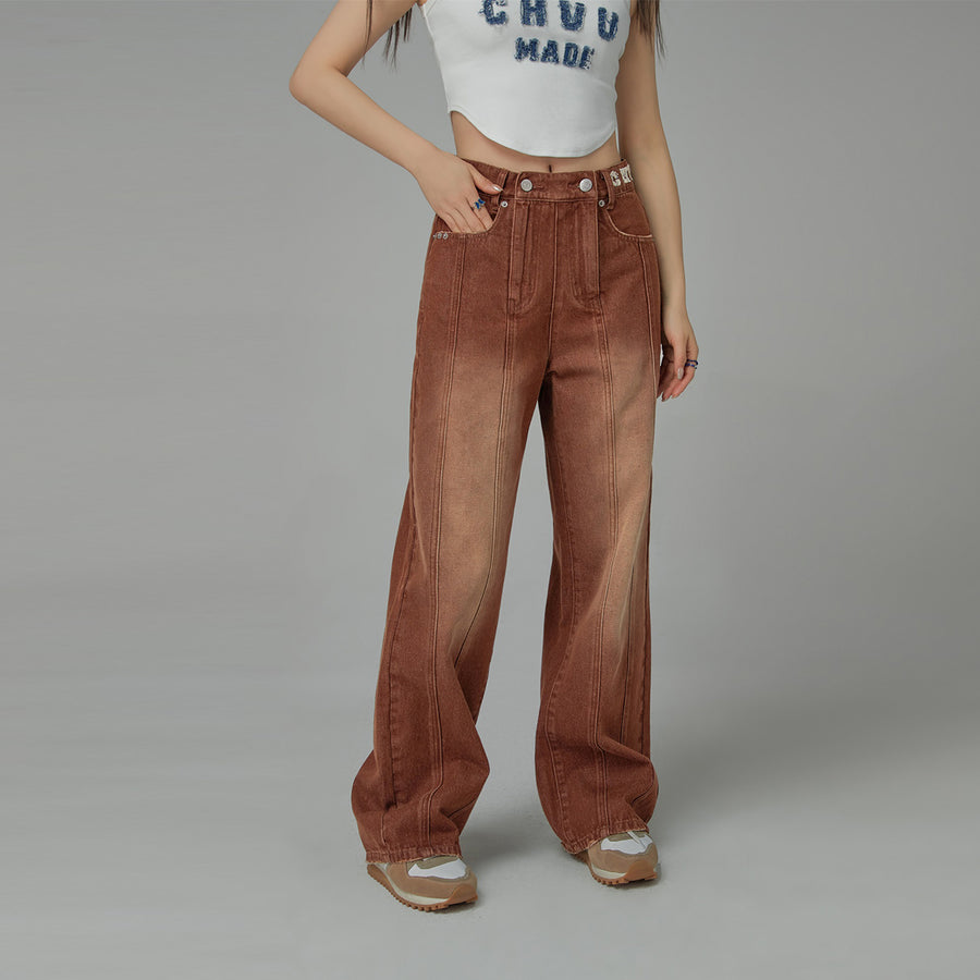 CHUU Brown Gradient Denim Wide Pants