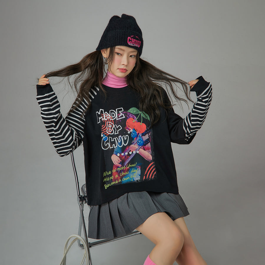 CHUU Cool Girl Stripe Colored T-Shirt