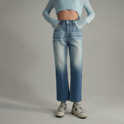 Gradient Wash Ankle Straight Jeans