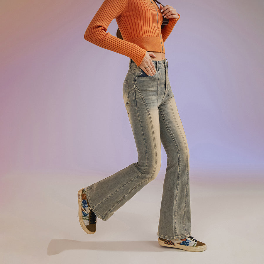 CHUU Hidden Star Bootcut Jeans