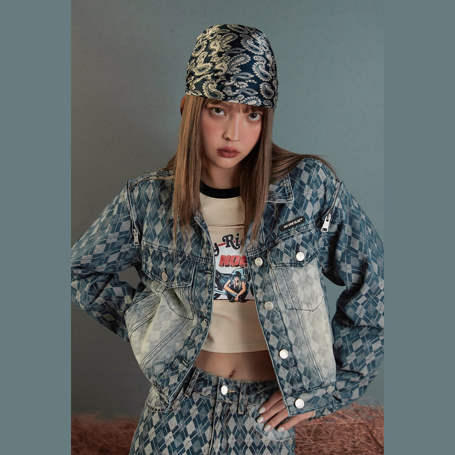 CHUU Open Shoulder Zip Denim Jacket