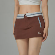 Fold Over Waist Color Mini Skirt