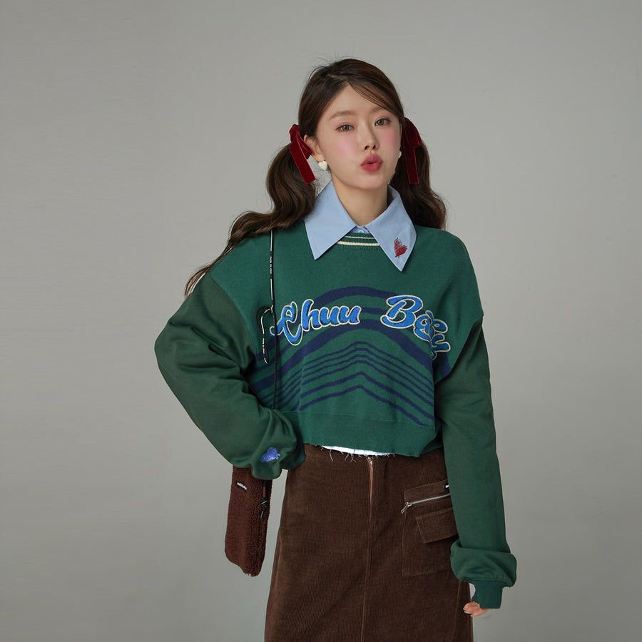 CHUU Day Dreamer Loose Fit Round Crop Sweatshirt