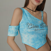 Chuu Babe Off-The-Shoulder Asymmetrical Cropped T-Shirt