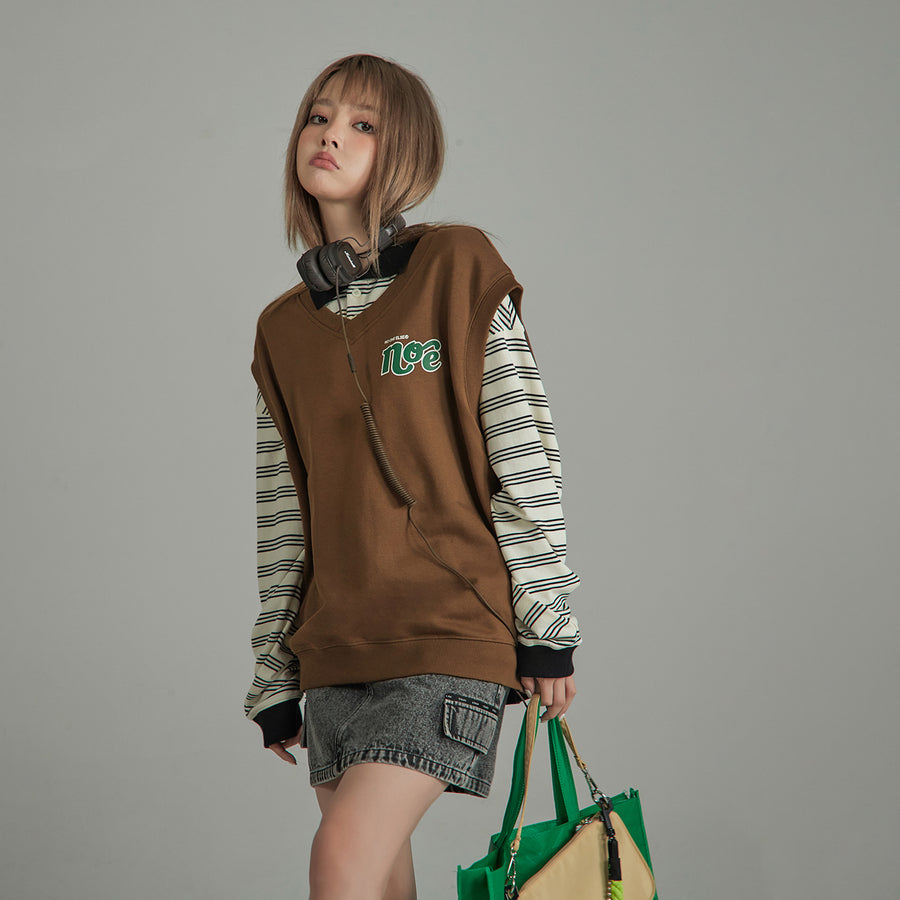 CHUU Lettering Loose Fit Sweater Vest