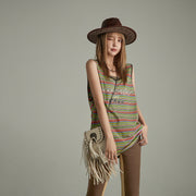 Rainbow Stripe Sleeveless T-Shirt