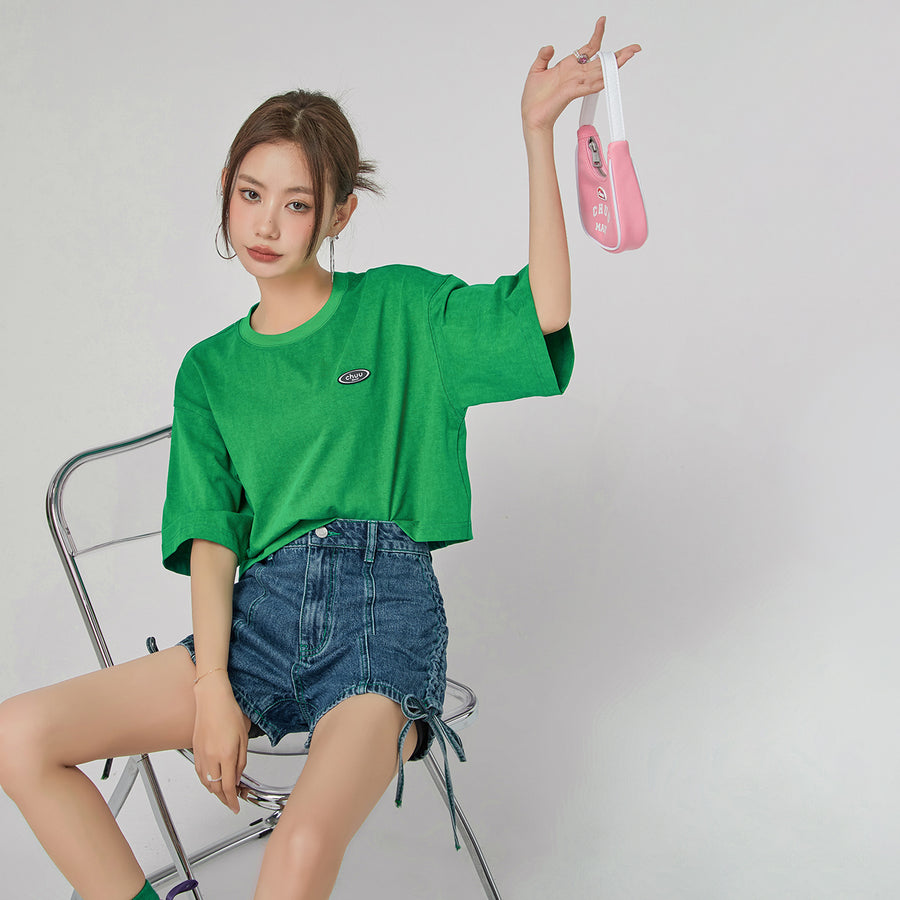 CHUU Chuu Logo Overfit Crop T-Shirt