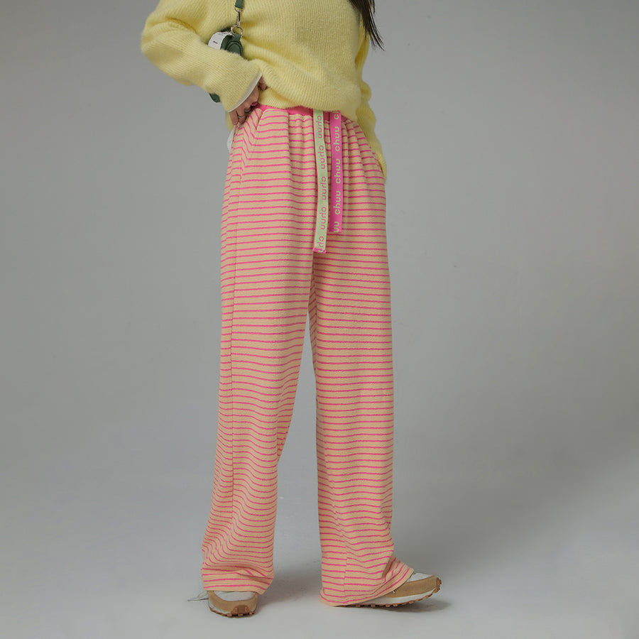 CHUU Workday Wind Stripe Wide Casual Pants