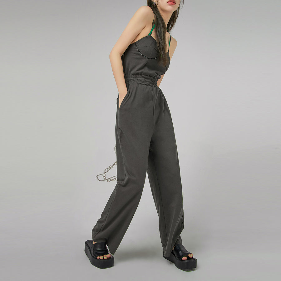 CHUU Corset Top Jogger Jumpsuit