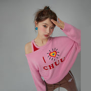 I Love Chuu Off Shoulder Knit Sweater