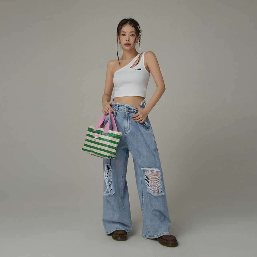 CHUU One Shoulder Slim Crop Top