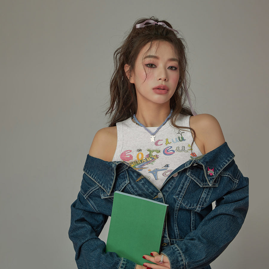 CHUU Off Shoulder Denim Jacket