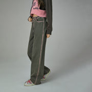 Trendsetter Wide Multi-Pocket Denim Asymmetrical Pants