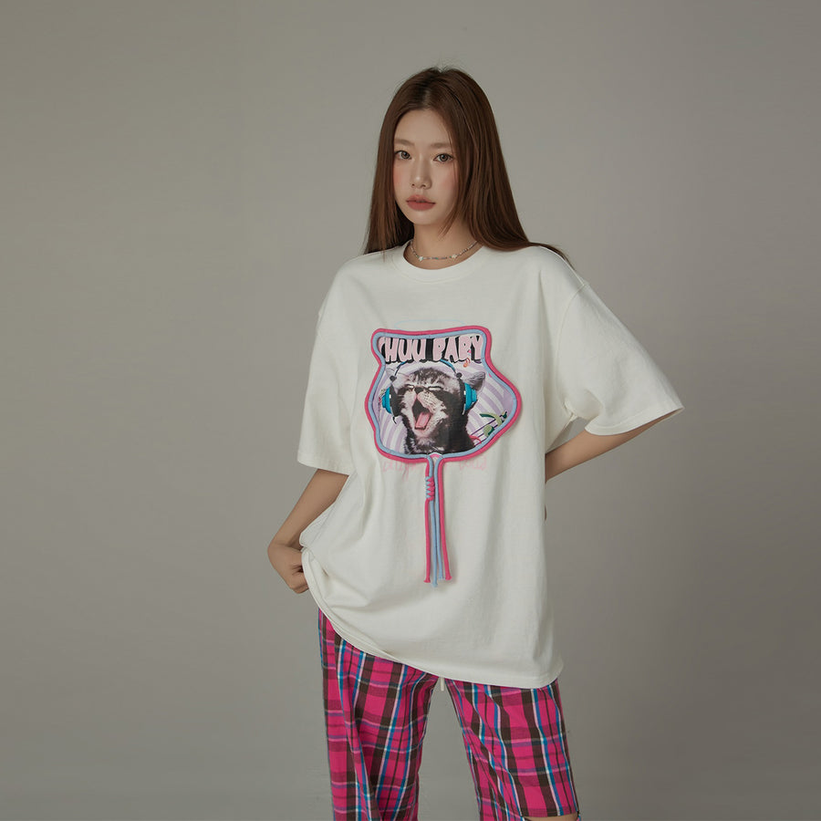 CHUU Music Cat Loose Fit T-Shirt