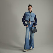 Double Belted Slit Bootcut Denim Jeans