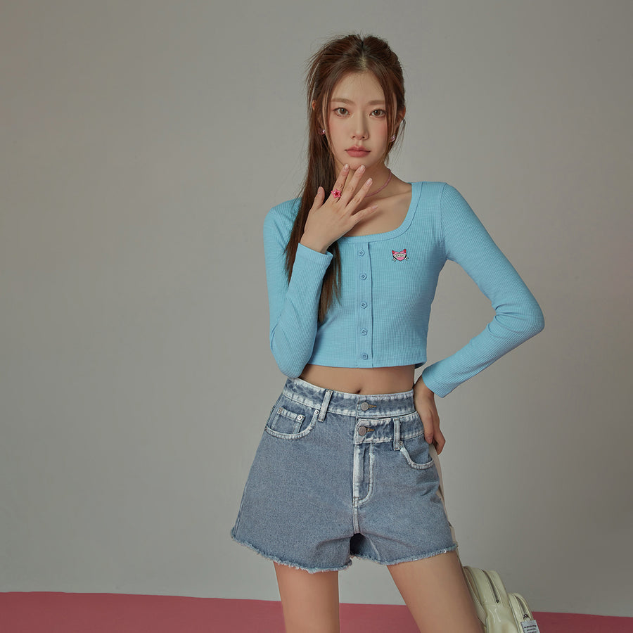 CHUU Washed Half Denim Shorts